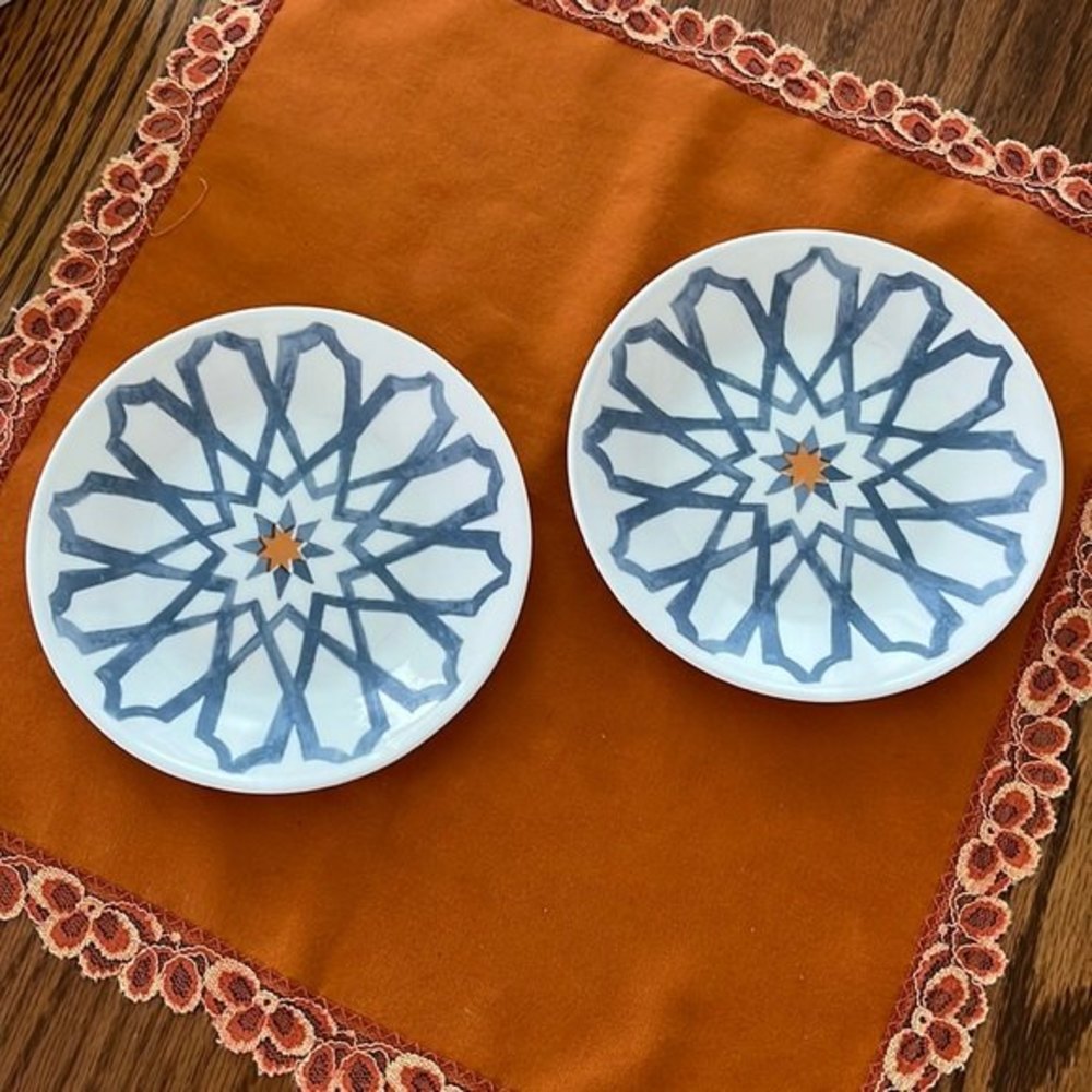 Set of 2 Corelle Amalfi Azul Dessert Bread and Butter Plates 6.75” Made in USA